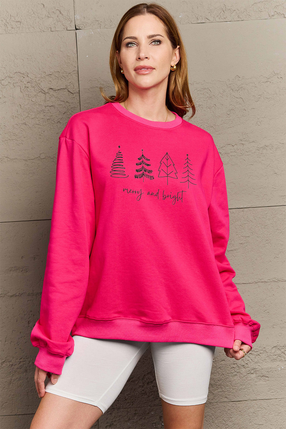 Full Size MERRY AND BRIGHT Graphic Sweatshirt