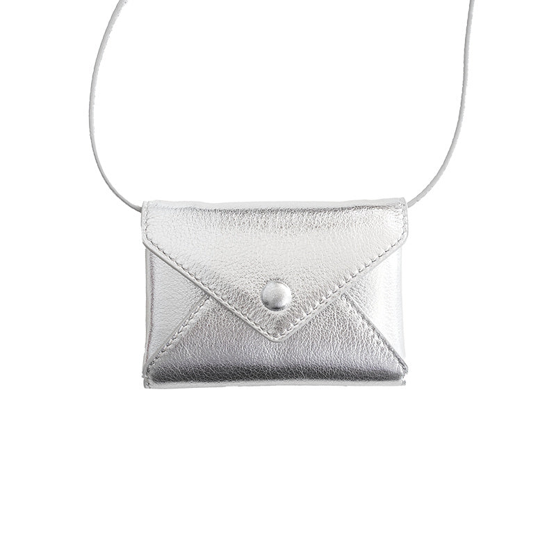 Top Layer Cowhide Delicate Mini Crossbody Envelope Card Bag