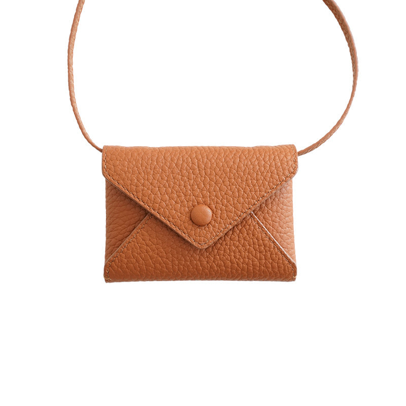 Top Layer Cowhide Delicate Mini Crossbody Envelope Card Bag