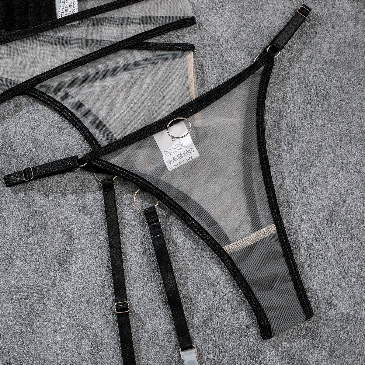 Nude Feel Breathable Mesh See-through Underwear Four-piece Set