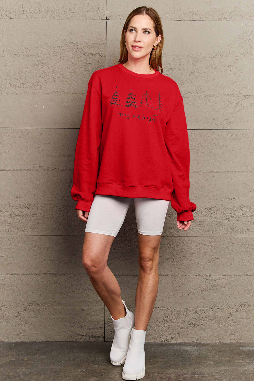 Full Size MERRY AND BRIGHT Graphic Sweatshirt