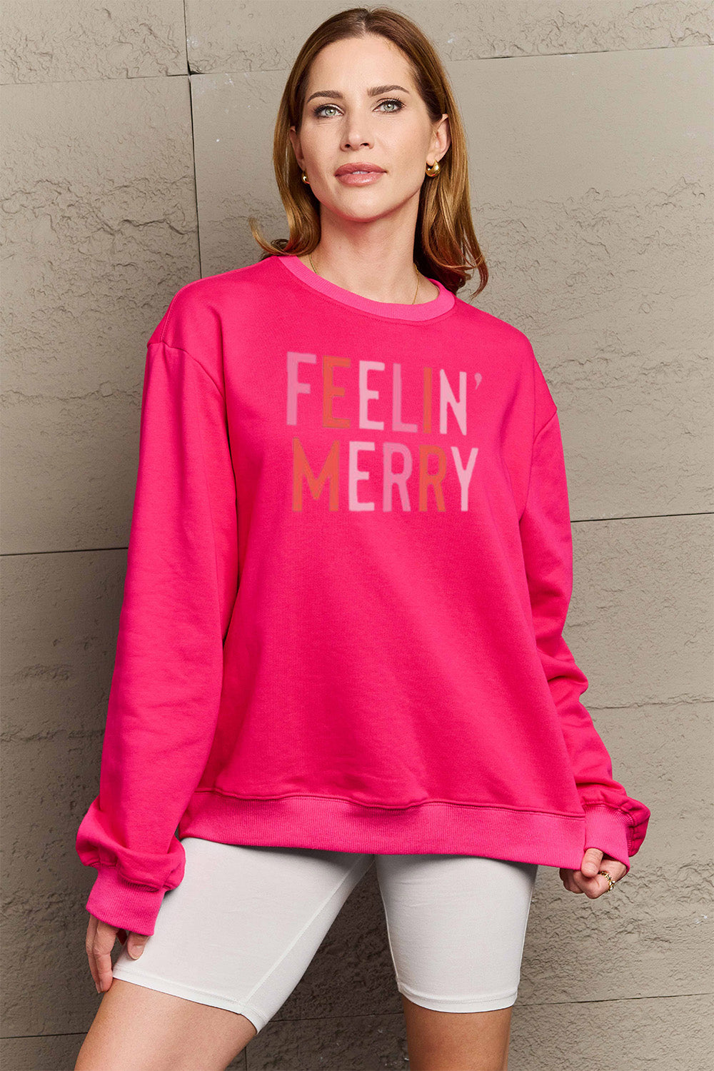 Full Size Graphic Round Neck Sweatshirt