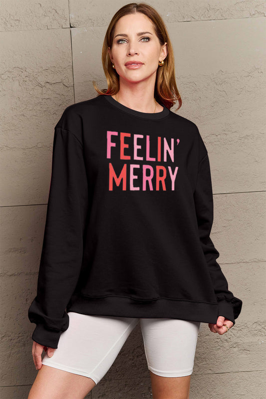 Full Size Graphic Round Neck Sweatshirt